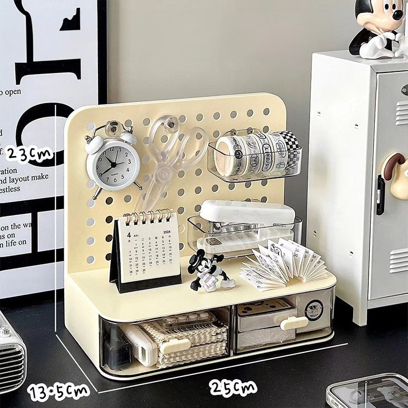 All-in-One Desk Organizer with Drawer & Pegboard Storage