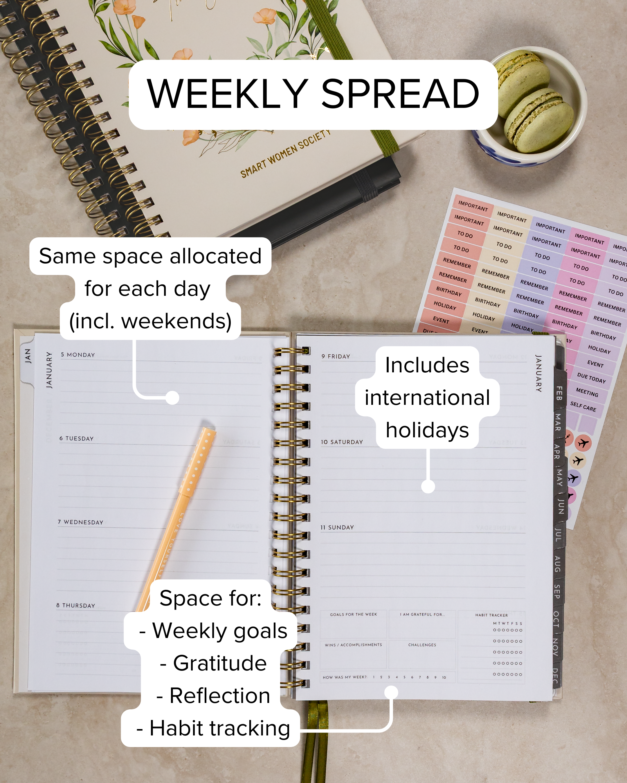 Smart Women Society - B5 Week-to-View - 2026 Calendar Year Diary/Planner