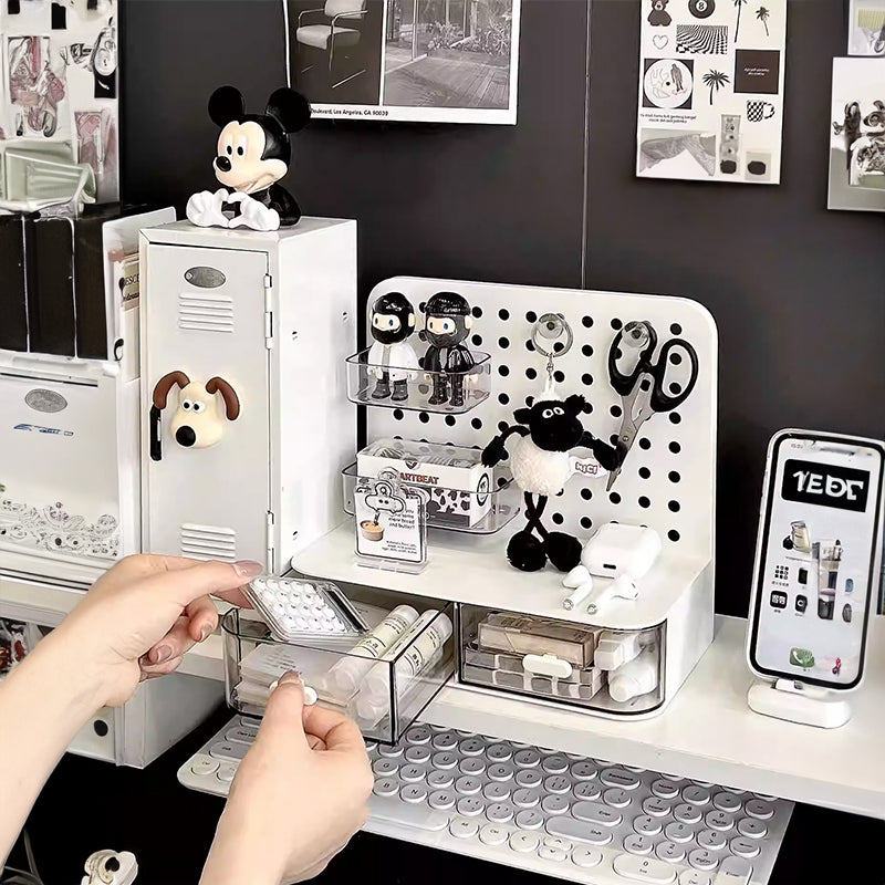 All-in-One Desk Organizer with Drawer & Pegboard Storage