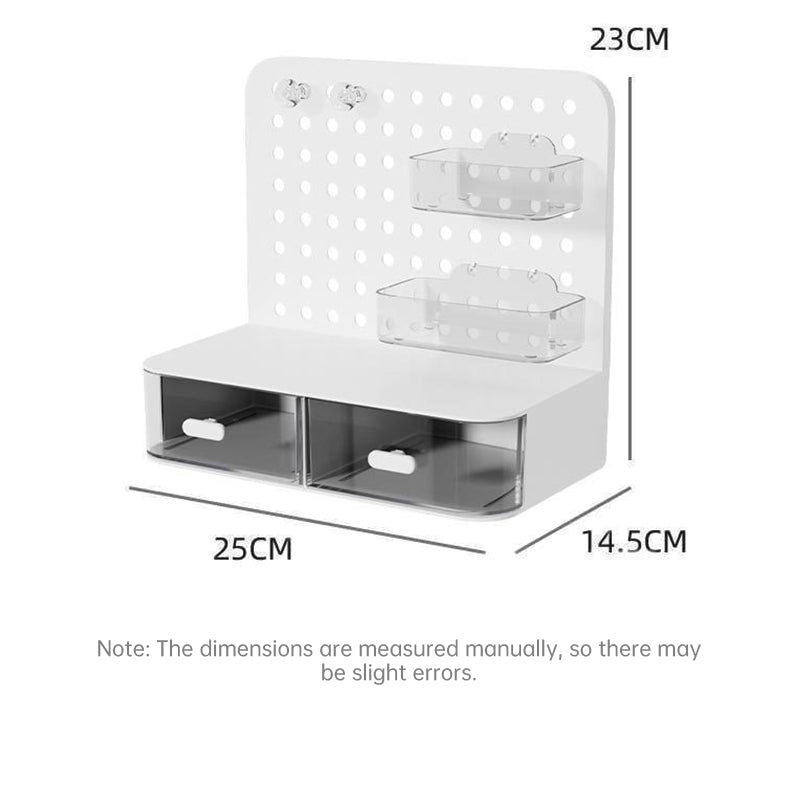 All-in-One Desk Organizer with Drawer & Pegboard Storage