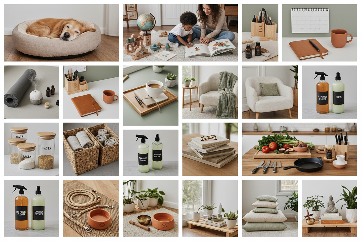 do another one, more pets, family, study and organization and wellness and lifestyle and home